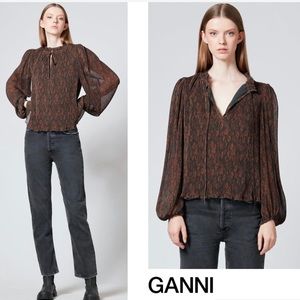NWOT GANNI Pleated Georgette blouse